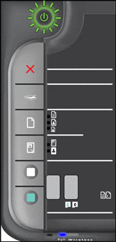 Illustration of the control panel with the Power light blinking slowly