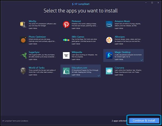 Two apps selected
