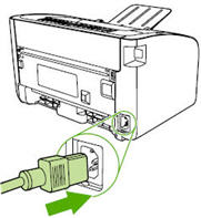 Illustration: Connect the power cord to rear of product