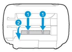 Image: Open the cleanout door on the base of the printer.