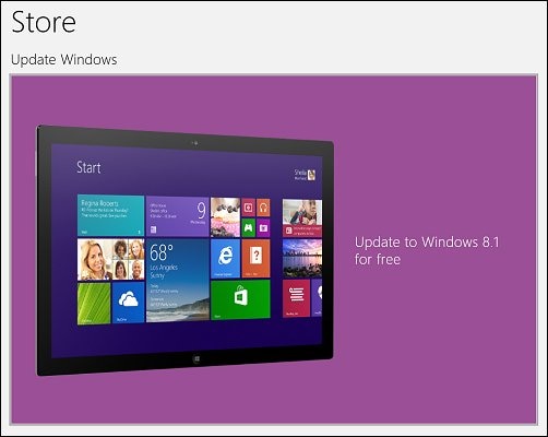 Windows 商店中的磁贴可将 Windows 8 更新至 Windows 8.1