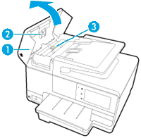 Image: Lift the ADF cover to access the rollers and separator pad.