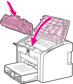 Illustration: Reinstalling the print cartridge