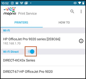 Turn off the Wi-Fi Direct toggle in the Mopria app