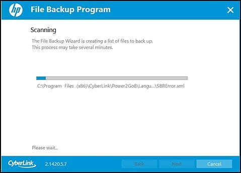 Scanning for files to backup