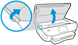Abbildung: Öffnen der Zugangsklappe zu den Tintenpatronen