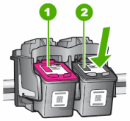 Illustration of removing the cartridge by pressing down to release it