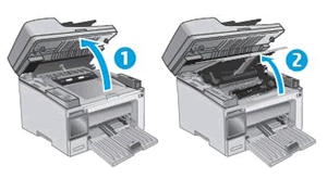 Lift the scanner assembly, and then open the top cover