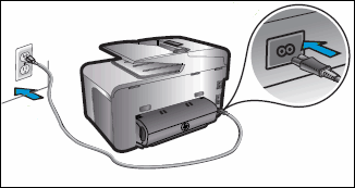 Imagen: Conecte el cable de alimentación a la impresora y a la toma eléctrica