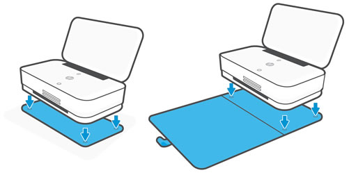 Aligning the printer on the tray or wrap