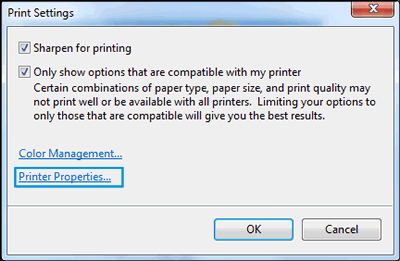 Example of the Print Settings window