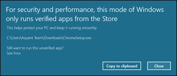 Windows Store 외부에서 앱을 다운로드하면 팝업 창이 표시됩니다.