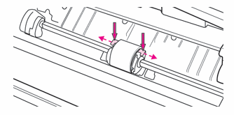 Illustration: Releasing the tabs on either side of the pickup roller