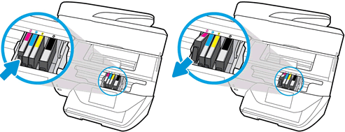 Pushing the ink cartridge inward and then pulling up to remove it