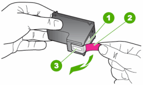 Illustration of removing the protective tape with the pink pull tab