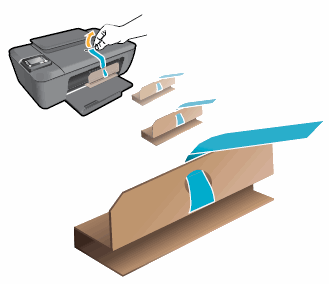 Image: Remove the tape and cardboard from inside the printer