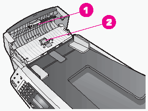 Illustration showing locations of the ADF rollers and separator pad