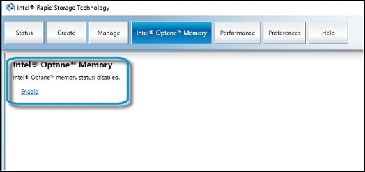 Enable Intel Optane Memory