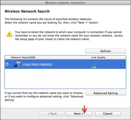 Image shows searched wireless networks