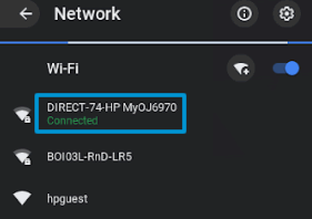 Wi-Fi 설정에서 Wi-Fi 다이렉트 프린터 신호를 선택합니다
