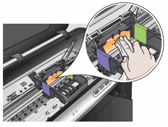 Image: Clean the electrical contacts inside the printer