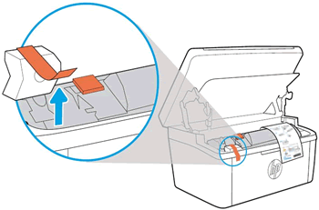 Extraer el material de embalaje del interior de la impresora
