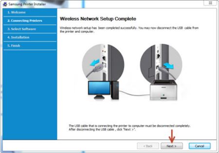 Image shows wireless network setup complete