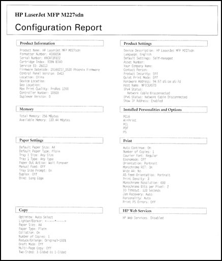 Example of a Configuration Report