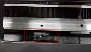 Image: Cutter assembly in center of printer